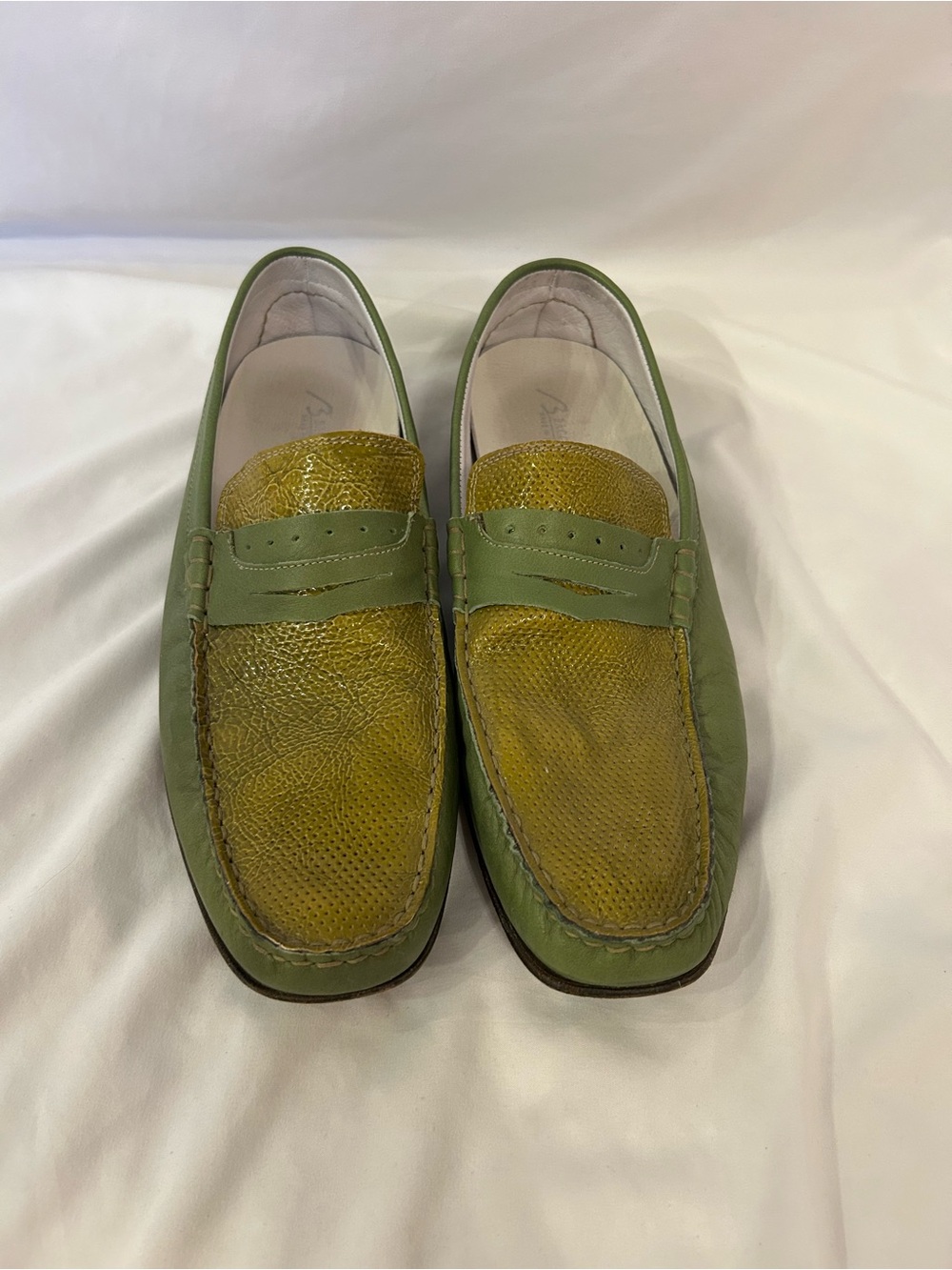 Bacco Bucci Men’s Leather Suede Alligator Pattern Slip on Loafers Sz 9.5 Green